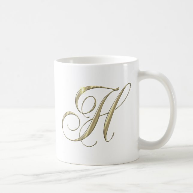 Guld Brev H Monogram - första giftet Kaffemugg (Höger)