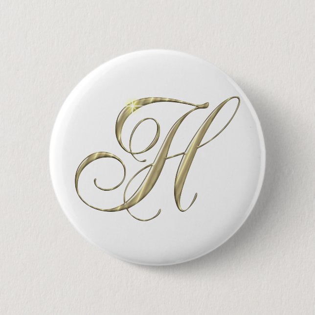 Guld Brev H Monogram - första giftet Knapp (Framsida)
