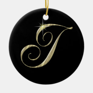 Guld Brev i Monogram Initial Ornament Fläkt Drag