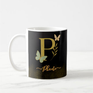 Guld Brev P Butterfly Mugg Design