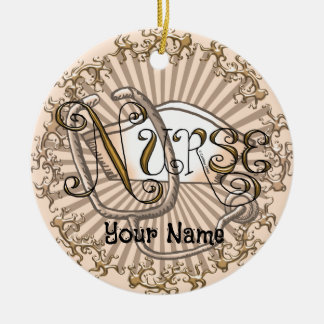 Guld brev sjuksköterska julgransprydnad keramik