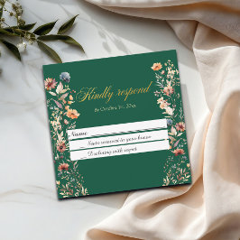 Guld Brev Wildblommor Bröllop OSA Card Anteckningskort