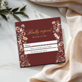 Guld Brev Wildblommor Bröllop OSA Card Anteckningskort