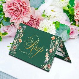 Guld Brev Wildblommor Bröllop OSA Card Kort