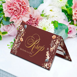 Guld Brev Wildblommor Bröllop OSA Card Kort