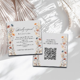 Guld Brev Wildblommor QR-kodkort Bröllop OSA Anteckningskort