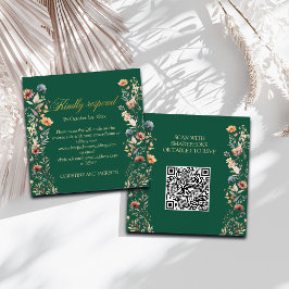 Guld Brev Wildblommor QR-kodkort Bröllop OSA Anteckningskort
