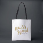 Guld Brides fyrkantstecken Personlig Brudens sida Tygkasse<br><div class="desc">Anpassningsbar brudens sida tote bags med "Torgrafik" i snyggtens penselskript. Anpassa den med bröllop-datum,  bröllop-hashtagg,  namn eller annan anpassningsbar. Trendigets pil skrivs ut på baksidan. Perfektens gåva till brud,  brudgumm och bröllopsfest!</div>