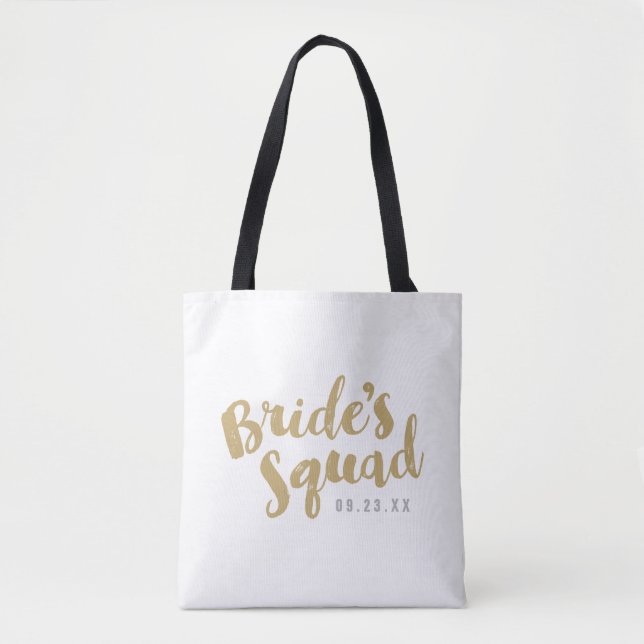 Guld Brides fyrkantstecken Personlig Brudens sida Tygkasse (Framsida)