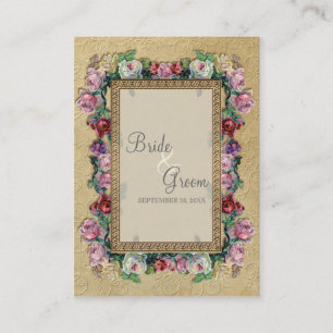 Guld Brocade Blommigt Formell Elegant Sittkort Placeringskort