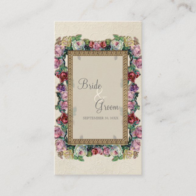 Guld Brocade Blommigt Formell Elegant Sittkort Placeringskort (Framsida)