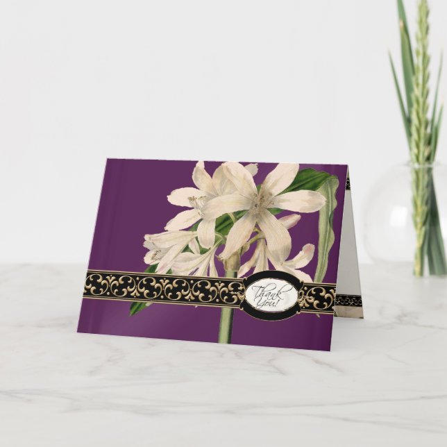 Guld Brocade Blommigt Formell Elegant Tackkort (Framsida)