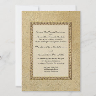 Guld Brocade Damask Blommigt Forme Elegant bröllop Inbjudningar