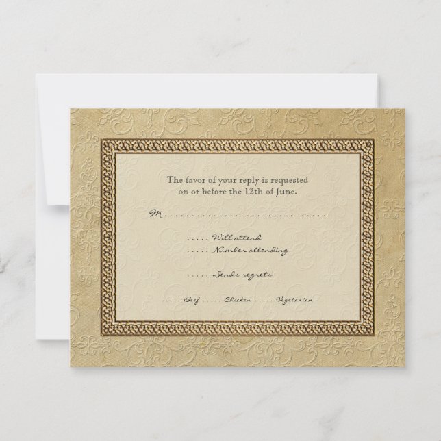 Guld Brocade Damask Blommigt Formell Elegant OSA Kort (Framsida)