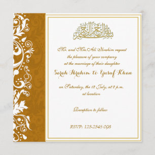 Guld Brocade Muslimska bröllop Inbjudningar