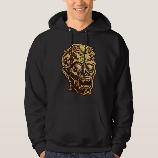 Guld Broderad Zombie Märkeskonst Hoodie (Framsida)