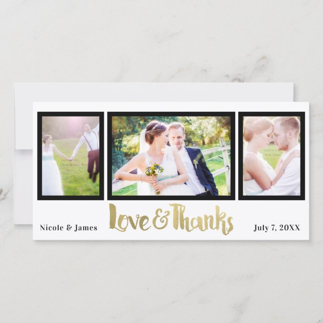 Guld Bröllop 3 Photo Kärlek & Tack Tack (Framsida)