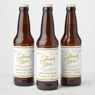 Guld Bröllop Beer Flaska-etikett Tack Ölflaska Etikett
