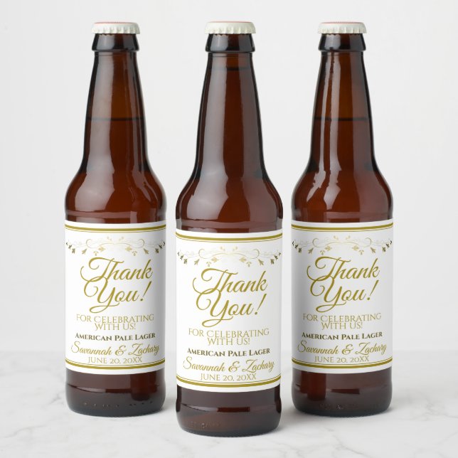 Guld Bröllop Beer Flaska-etikett Tack Ölflaska Etikett (Flaskor)