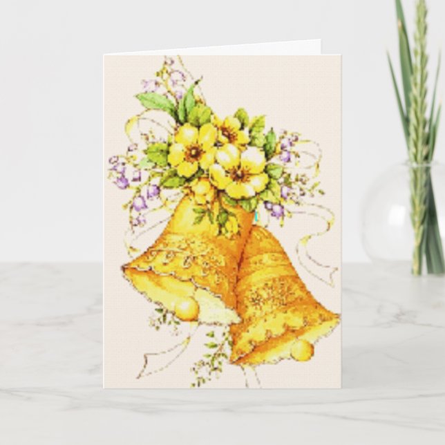 Guld Bröllop Klockor Inbjudan (Framsida)