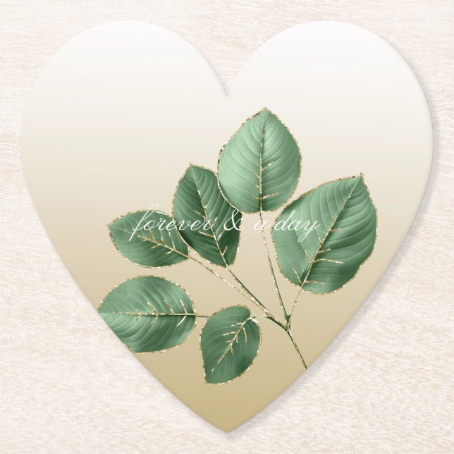 Guld Bröllop Löv Underlägg Papper (Framsida)