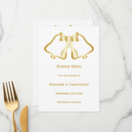Guld Bröllop Menu Klockor och Ribbon Meny
