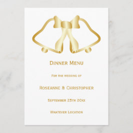Guld Bröllop Menu Klockor och Ribbon Meny