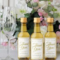 Guld Bröllop Mini Vin Flaska Märkre Tack