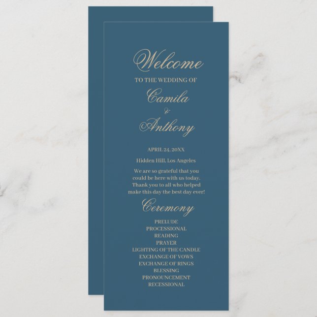 Guld Bröllop Program (Fram/baksida)