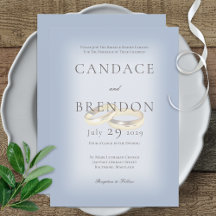 Guld Bröllop Ringar om inbjudan till Blue Wedding