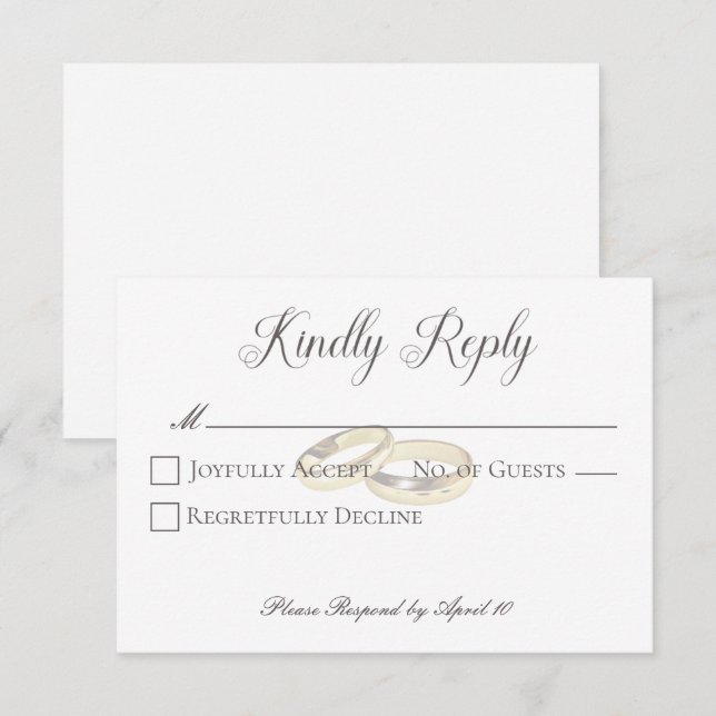 Guld Bröllop Ringar vid västra Bröllop OSA Kort (Fram/baksida)