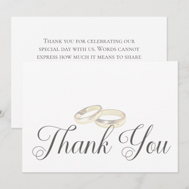 Guld Bröllop Ringar vid västra Bröllop Tack Kort (Fram/baksida)
