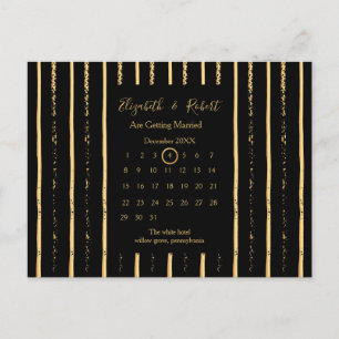 Guld Bröllop Spara Datum Kalender Meddelande Vykort