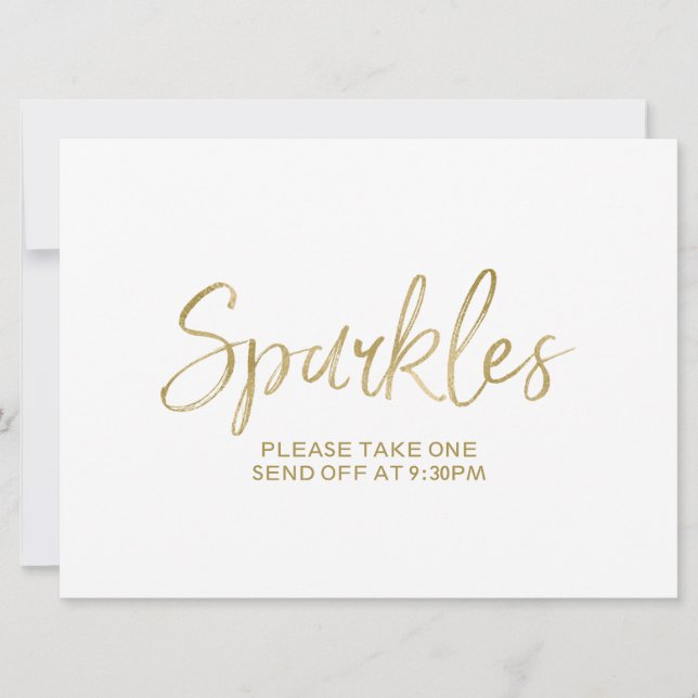 Guld Bröllop "Sparkles" Avskeds Skylt Inbjudningar (Framsida)