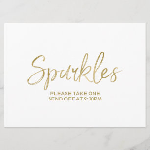 Guld Bröllop "Sparkles" Avskeds Skylt Inbjudningar