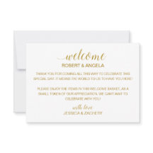 Guld Bröllop välkomstgåva Bag Basket med Namn