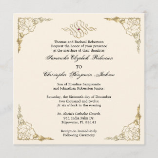 Guld- bröllopinbjudan för elegant guld- brytning inbjudningar