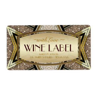Guld Bröllops Art Deco Glam Vin Etiketter Fraktsedel