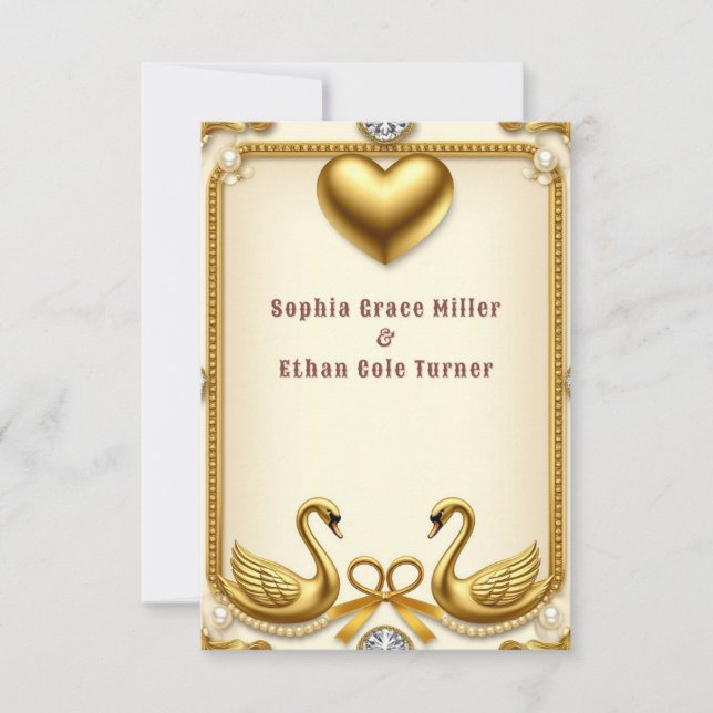Guld Bröllopsdatum Spara Ögonblicket Design 💍 Datumet (Framsida)