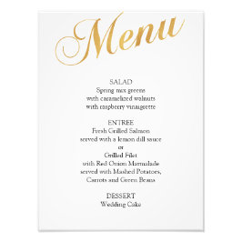Guld bröllopsmeny affisch. Elegant middagsmeny Fototryck