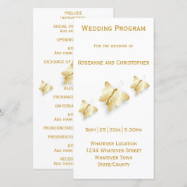 Guld Bröllopsprogram Butterflies Design