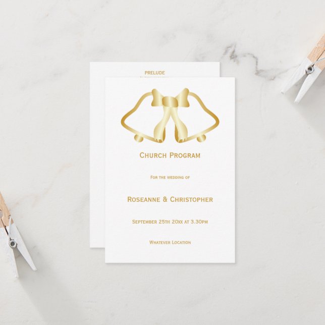 Guld Bröllopsprogram Klockor och menyfliksområdet (Fram/Back In Situ)