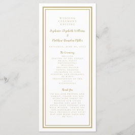 Guld bröllopstjänst Ceremoni Minimalistisk Elegant Program