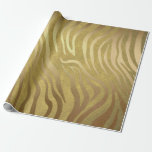 Guld- brons Glam för zebra tryckdjungelsafarien Presentpapper<br><div class="desc">beställnings- slående in papper</div>
