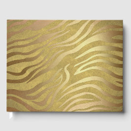 Guld Brons Zebratryck Jungle Safari Glam Gästböcker