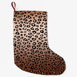Guld Bronze Black Leopard Print Ombre Liten Julstrumpa