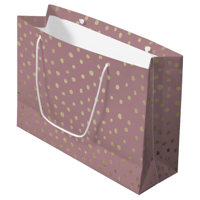 Guld Bronze Dot Mönster Gift Bag (Framsidan Vinklad)