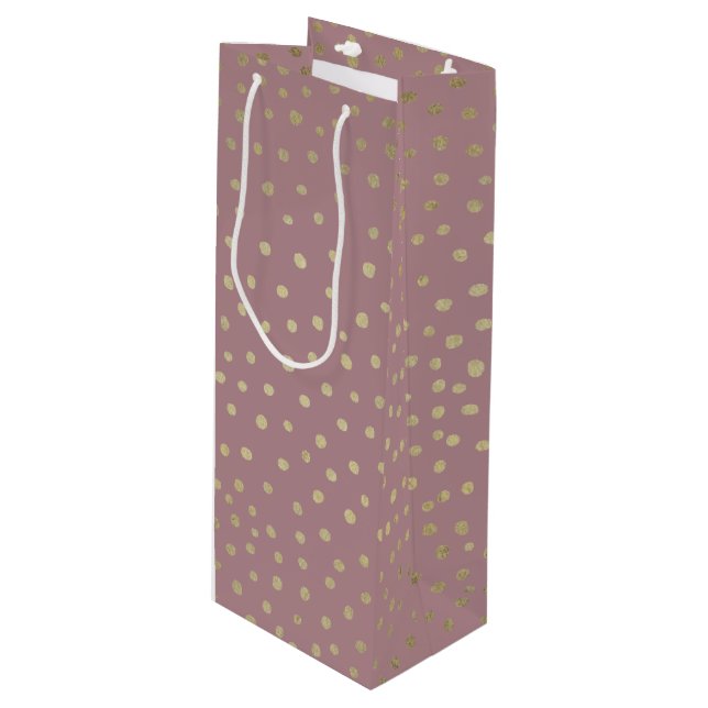 Guld Bronze Dot Mönster Gift Bag (Framsidan Vinklad)