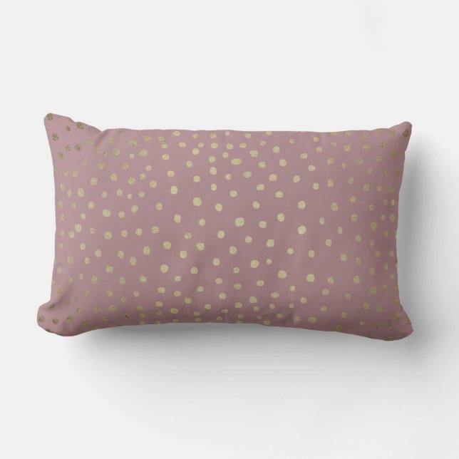 Guld Bronze Dot Mönster Lumbar Pillow Lumbarkudde (Framsida)
