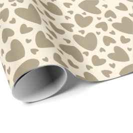 Guld Bronze Kärlek Hearts on Cream Gift Presentpapper